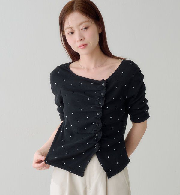  「ギャザーテレコ半袖カーディガン」|Tシャツ・カットソー|