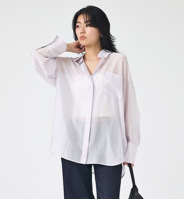 Rouge vif「【2026SS新柄登場】大人気バックツイストストライプシアーシャツ【予約】」|シャツ・ブラウス|