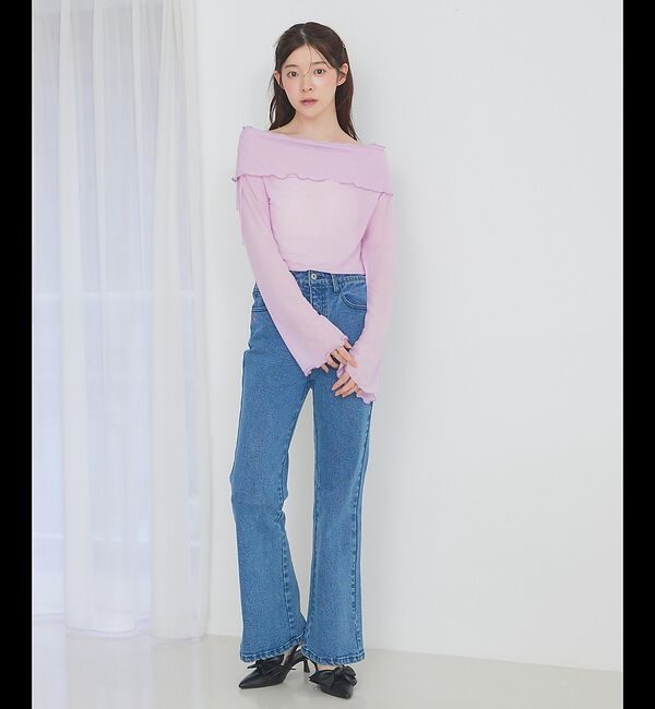 SELFIST「【シーンで選べる2WAY】フリルオフショルシアーカットソー」|Tシャツ・カットソー|
