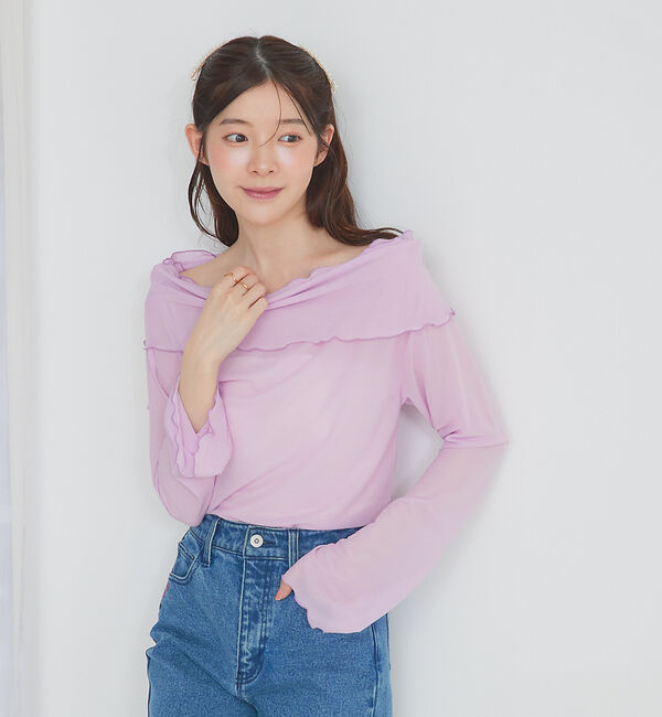 SELFIST「【シーンで選べる2WAY】フリルオフショルシアーカットソー」|Tシャツ・カットソー|ラベンダー
