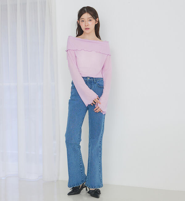 SELFIST「【シーンで選べる2WAY】フリルオフショルシアーカットソー」|Tシャツ・カットソー|