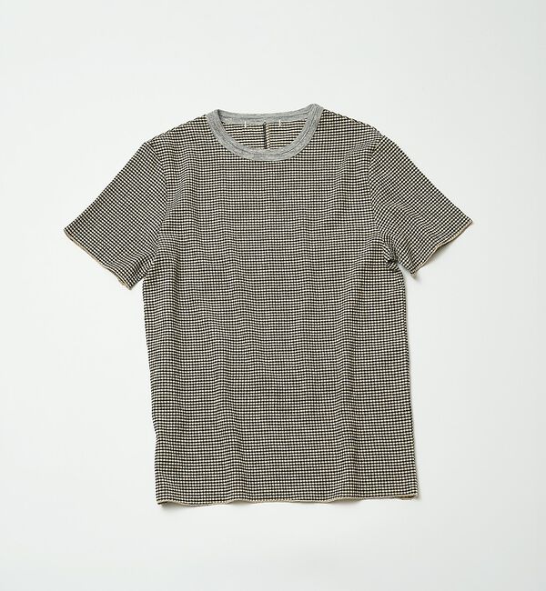 NOMINE「楊柳シボ感 リンガーTシャツ 半袖 リブ切替 クロップド丈」|Tシャツ・カットソー|