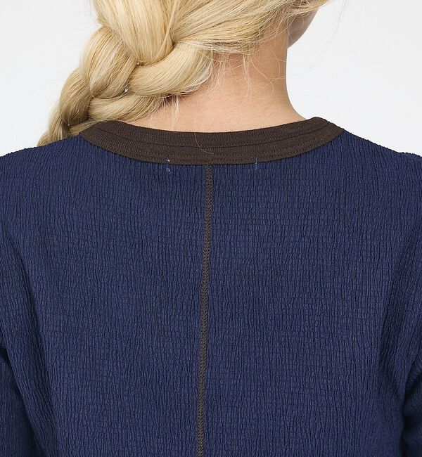 NOMINE「楊柳シボ感 リンガーTシャツ 半袖 リブ切替 クロップド丈」|Tシャツ・カットソー|