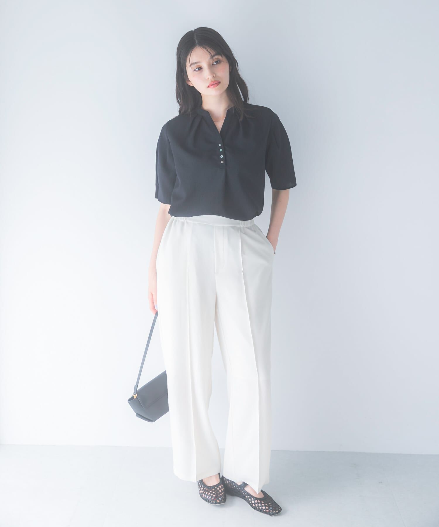 URBAN RESEARCH ROSSO「『UR TECH DRYLUXE』 デザインスリーブブラウス」|シャツ・ブラウス|