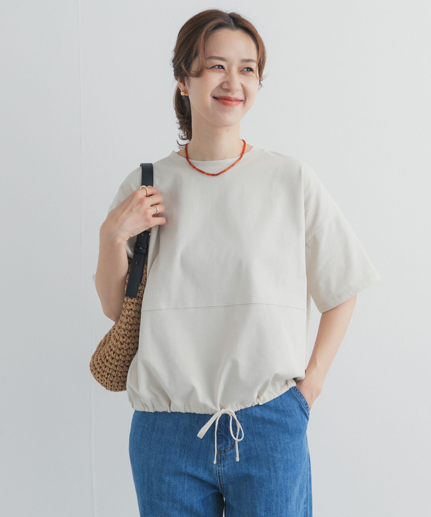 URBAN RESEARCH DOORS「ヘムドロストプルオーバー」|Tシャツ・カットソー|ライトベージュ