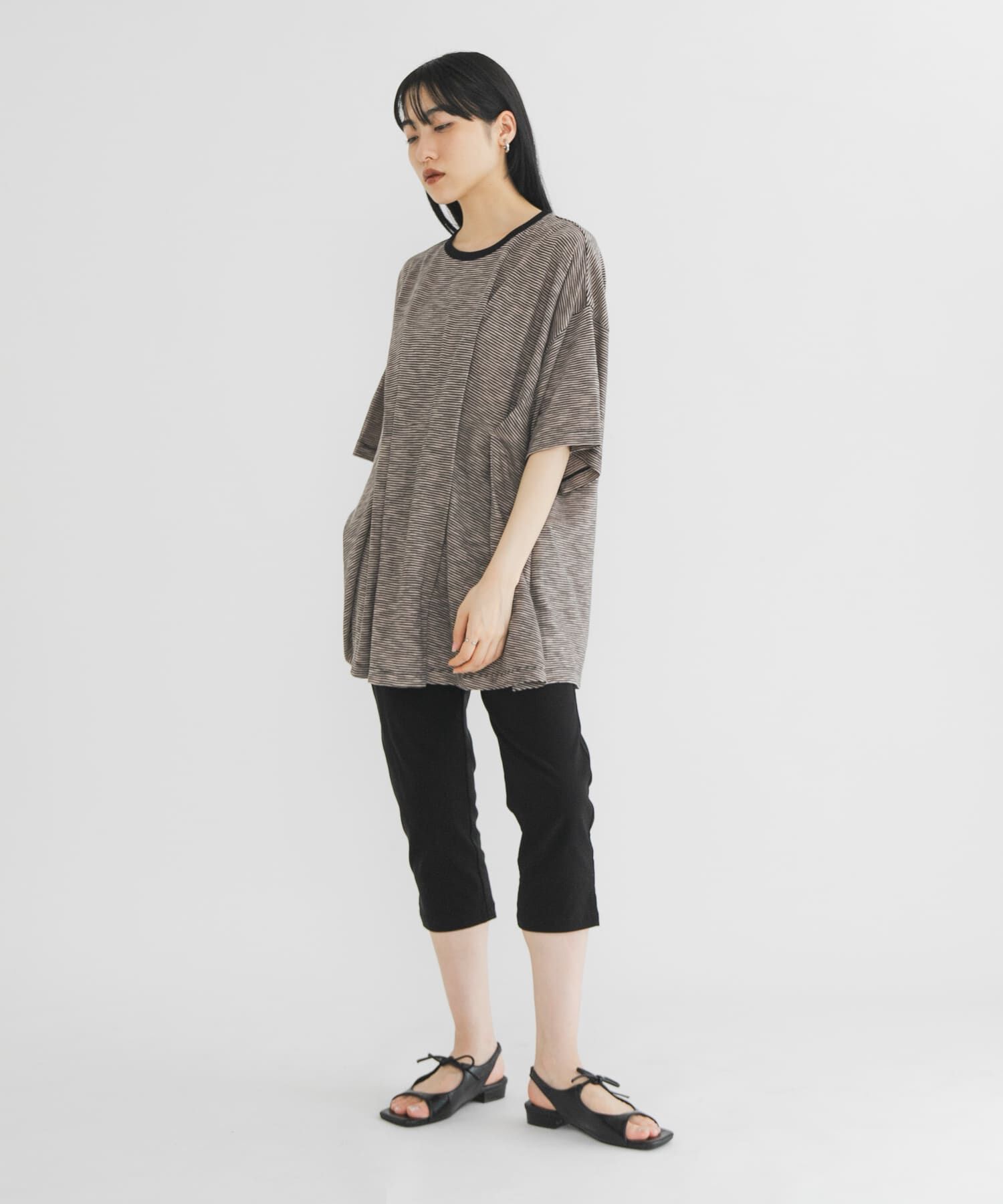  「ランダムタックボーダーTEE」|Tシャツ・カットソー|ブラック系その他