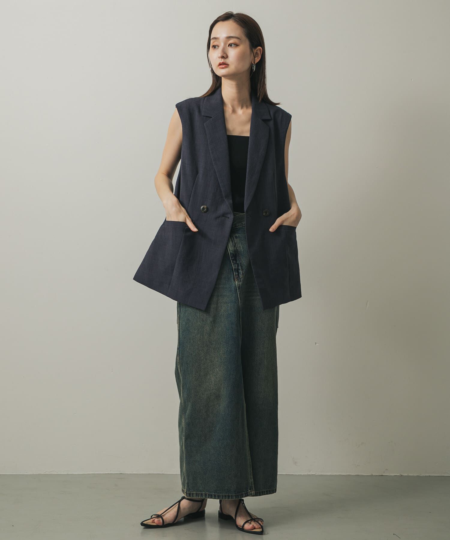 SENSE OF PLACE by URBAN RESEARCH「『UR TECH DRYLUXE』リネンライクサイドベルトジレ」|ベスト・ジレ|