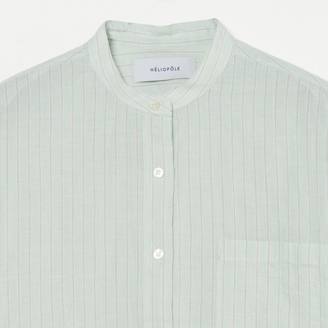HELIOPOLE「HELIOPOLE STRIPE BAND COLLER SHIRT」|シャツ・ブラウス|
