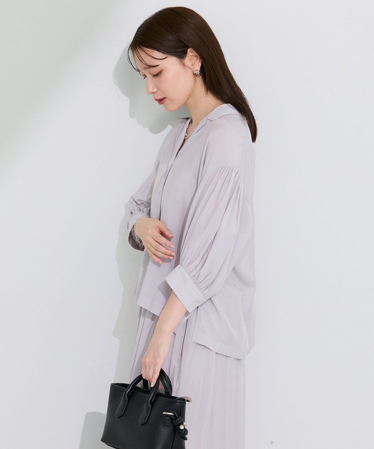 Green Parks「接触冷感シルキータッチローンオープンカラーシャツ」|シャツ・ブラウス|