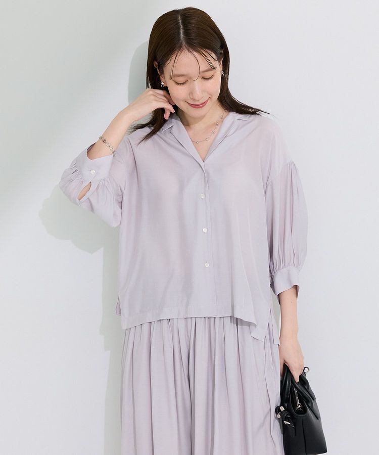 Green Parks「接触冷感シルキータッチローンオープンカラーシャツ」|シャツ・ブラウス|