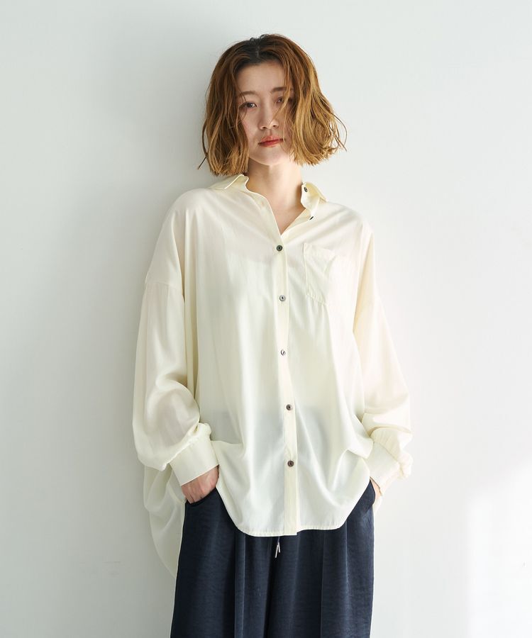 YECCA VECCA「バックギャザーロングシャツ」|シャツ・ブラウス|Ivory