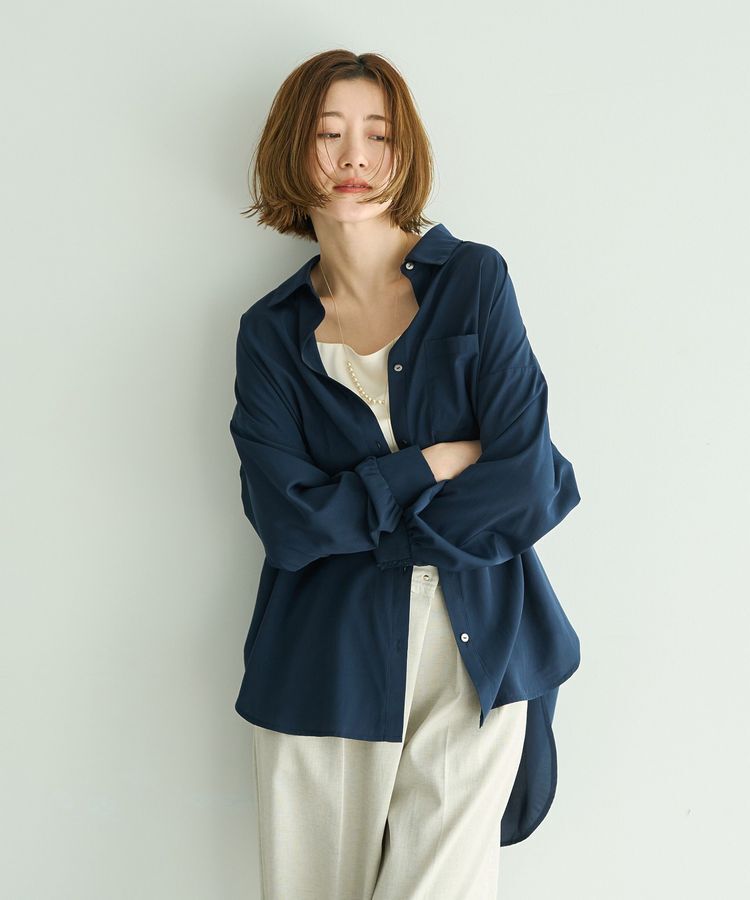 YECCA VECCA「バックギャザーロングシャツ」|シャツ・ブラウス|