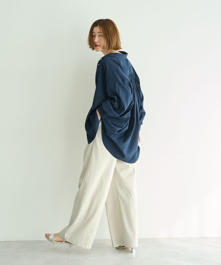 YECCA VECCA「バックギャザーロングシャツ」|シャツ・ブラウス|