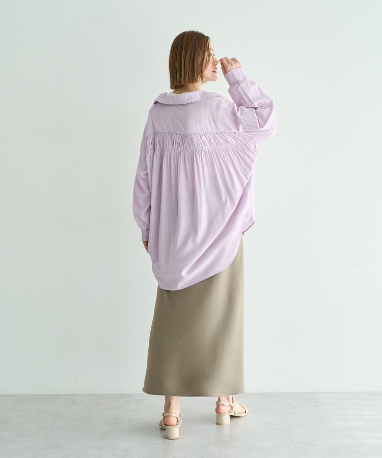 YECCA VECCA「バックギャザーロングシャツ」|シャツ・ブラウス|