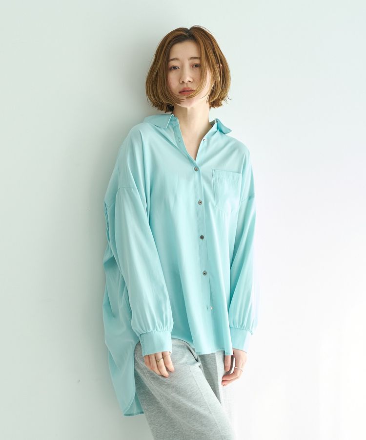 YECCA VECCA「バックギャザーロングシャツ」|シャツ・ブラウス|