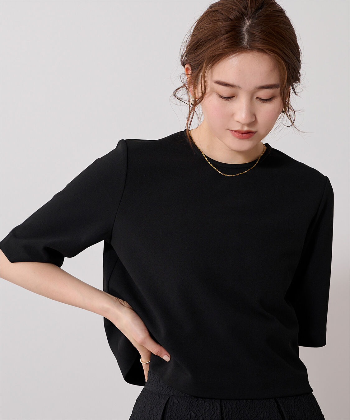 ur's「カットジョーゼットクルーネッククロップドプルオーバー」|Tシャツ・カットソー|