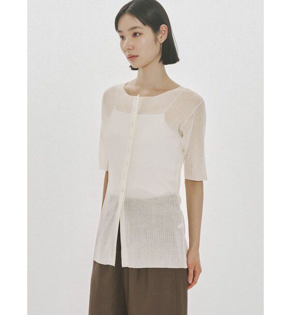 MIDIUMISOLID「MIDIUMISOLID for Ladies リブクルーネックカーディガン」|カーディガン|