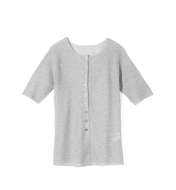 MIDIUMISOLID「MIDIUMISOLID for Ladies リブクルーネックカーディガン」|カーディガン|ライトグレー