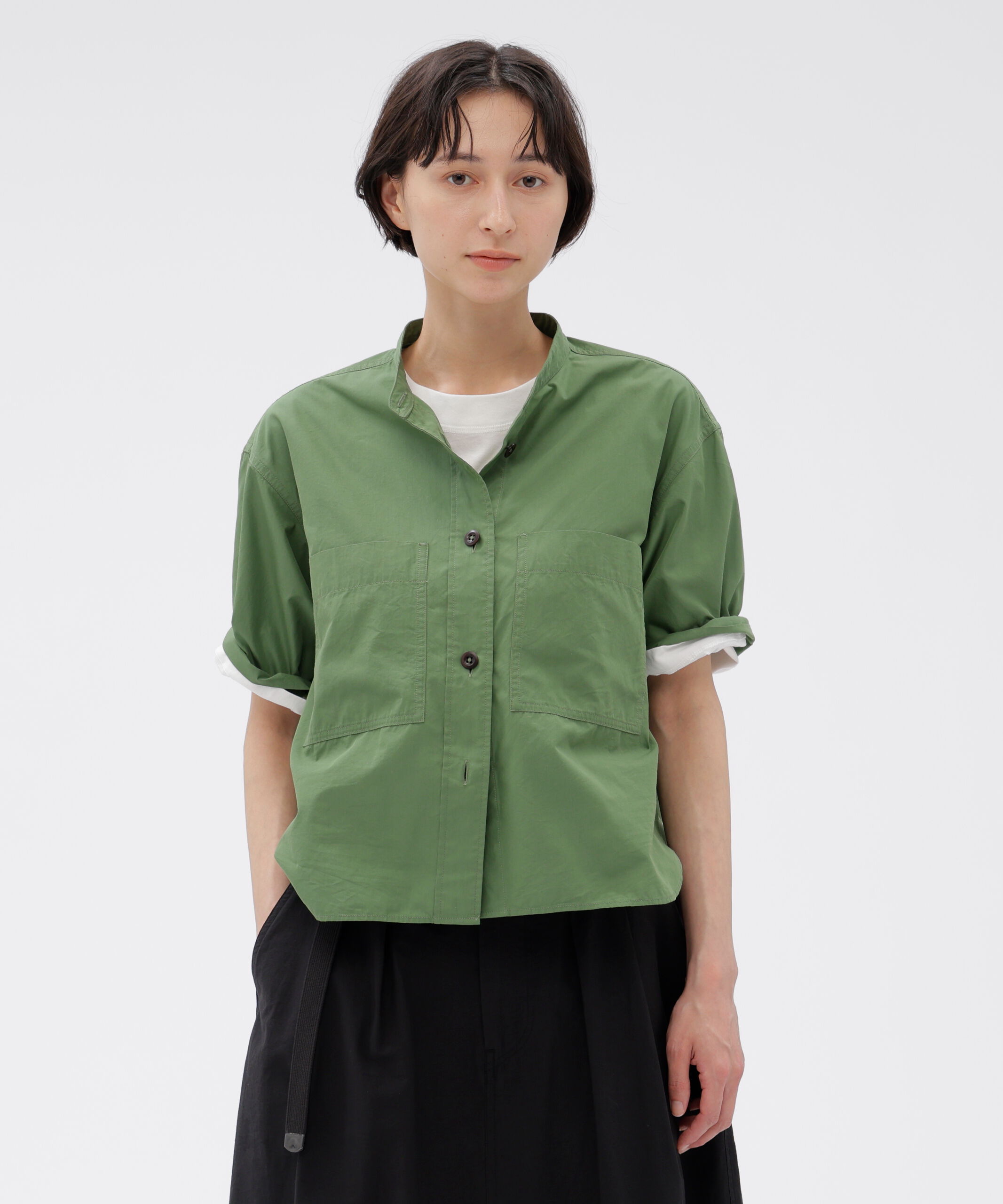 MHL.「COTTON NYLON VOILE POPLIN SHIRT」|シャツ・ブラウス|GREEN