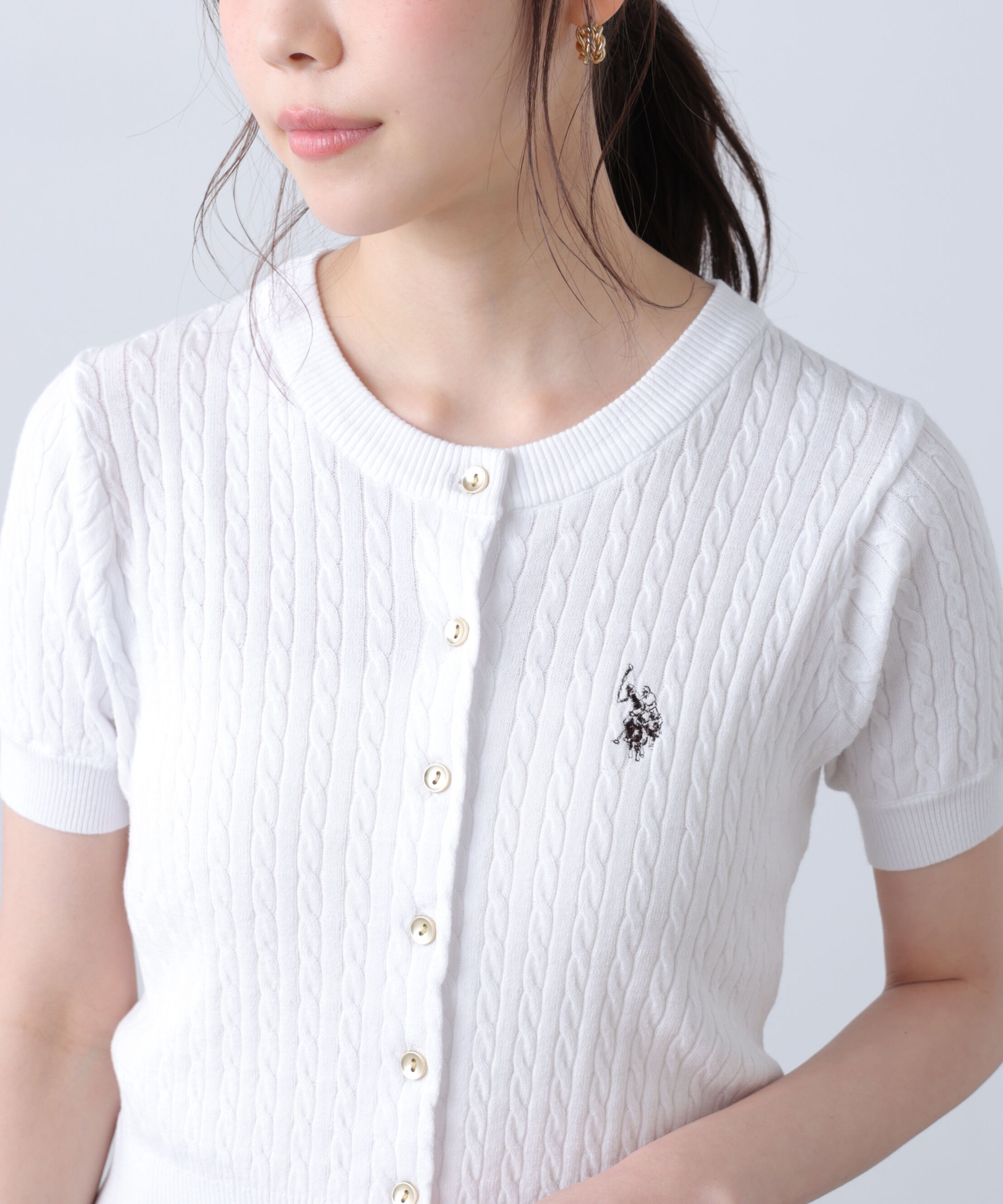 「U.S. POLO ASSN./ユーエスポロアッスン別注／金釦ケーブルカーディガン」|ニット・セーター|