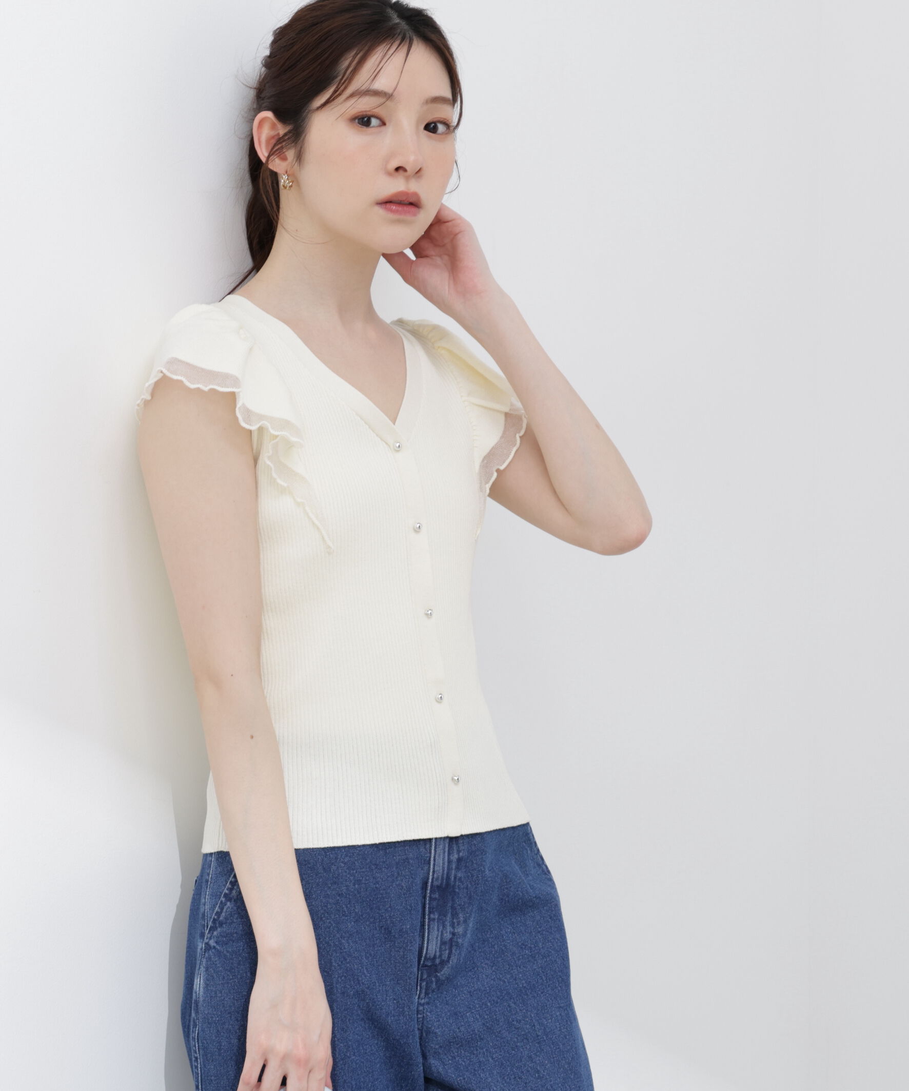 PROPORTION BODY DRESSING「部分シアーラッフルニット 26SS」|ニット・セーター|