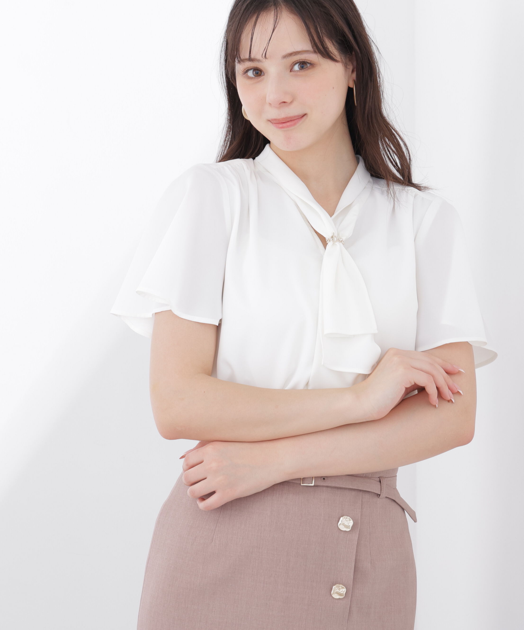 PROPORTION BODY DRESSING「チェーン付きフリルタイブラウス」|シャツ・ブラウス|