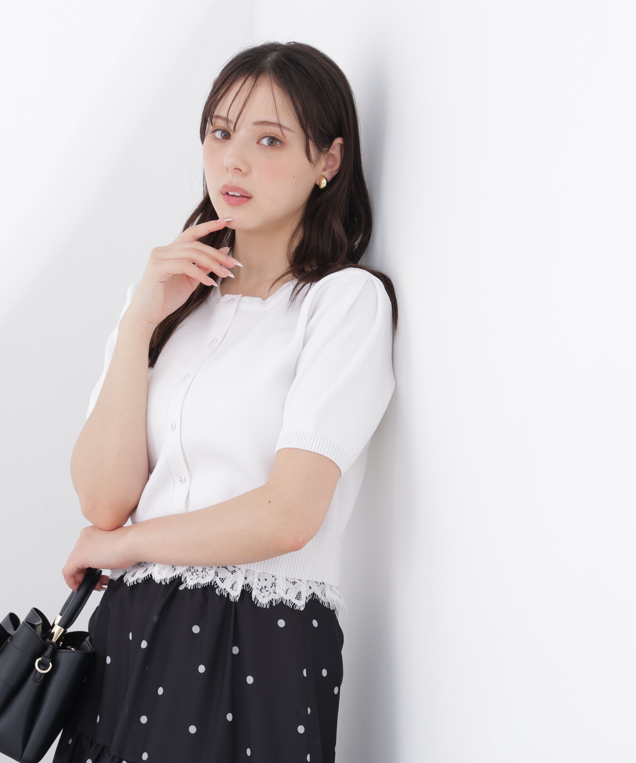 PROPORTION BODY DRESSING「レーストリムショートカーディガン」|カーディガン|ホワイト