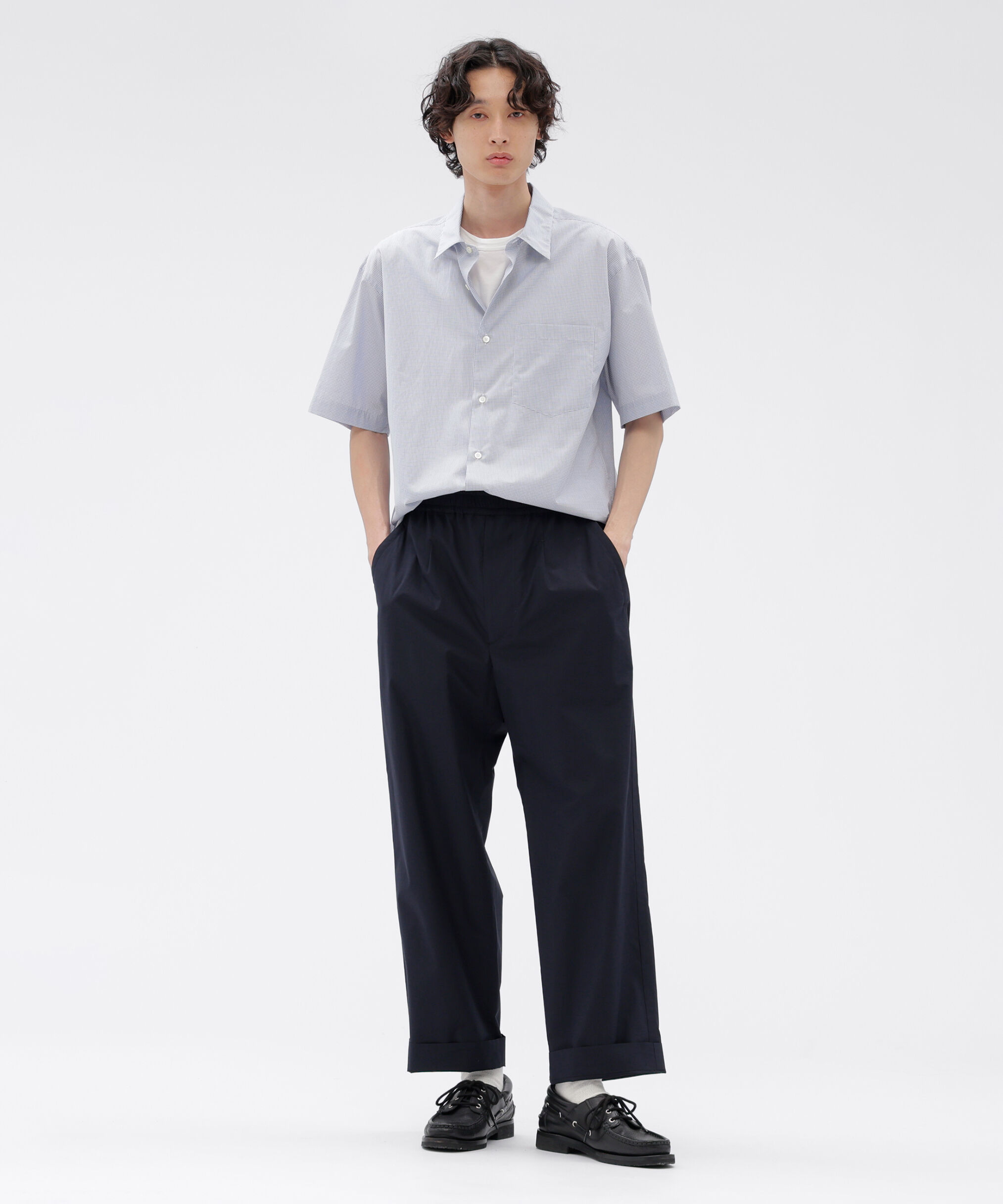 MARGARET HOWELL「HIGHDENSE COTTON PLAINWEAVE TROUSERS」|その他|NAVY
