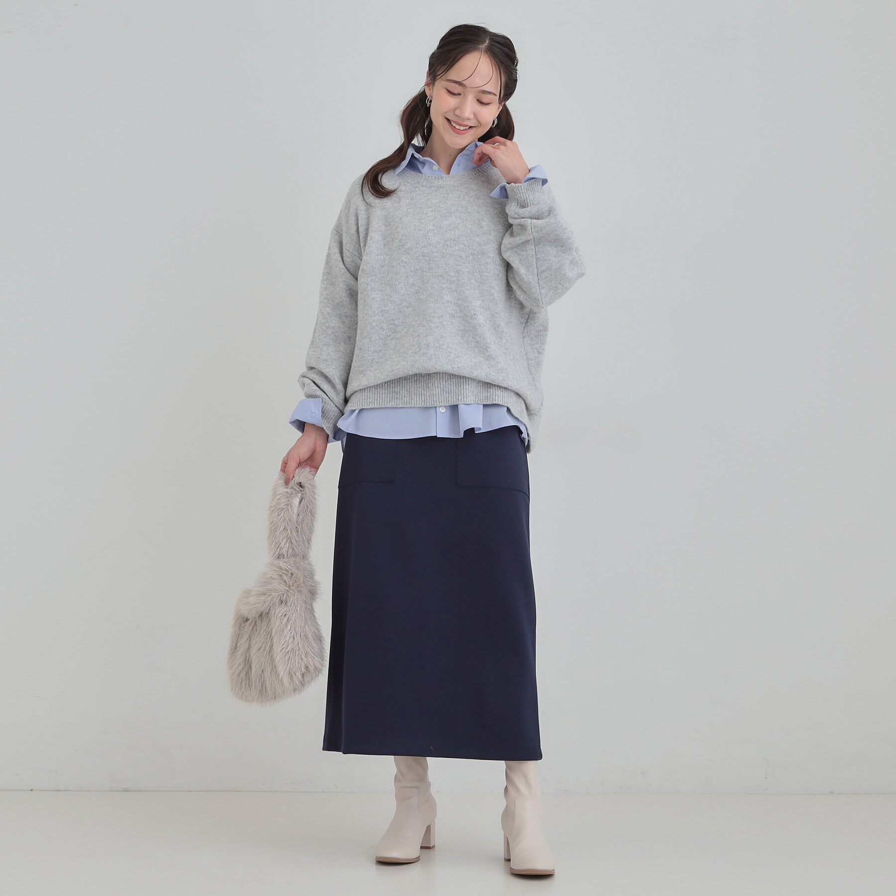 SHOO･LA･RUE「【セットアップ可/S-LL/なめらかタッチ】ベイカーナロースカート」|スカート|