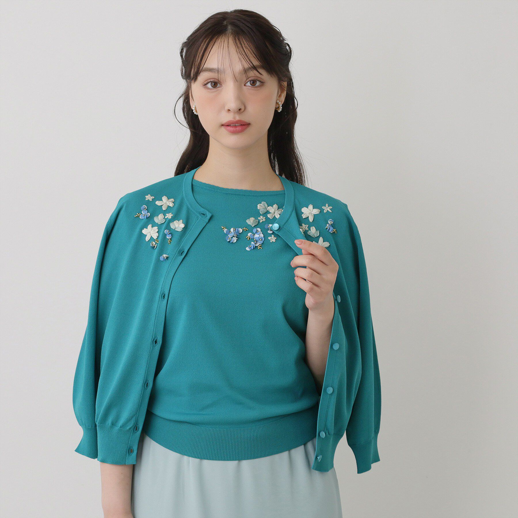 SunaUna「【SS～Lサイズ展開／スパンコール・ビジュー・刺繍】クラフトカーディガン」|カーディガン|