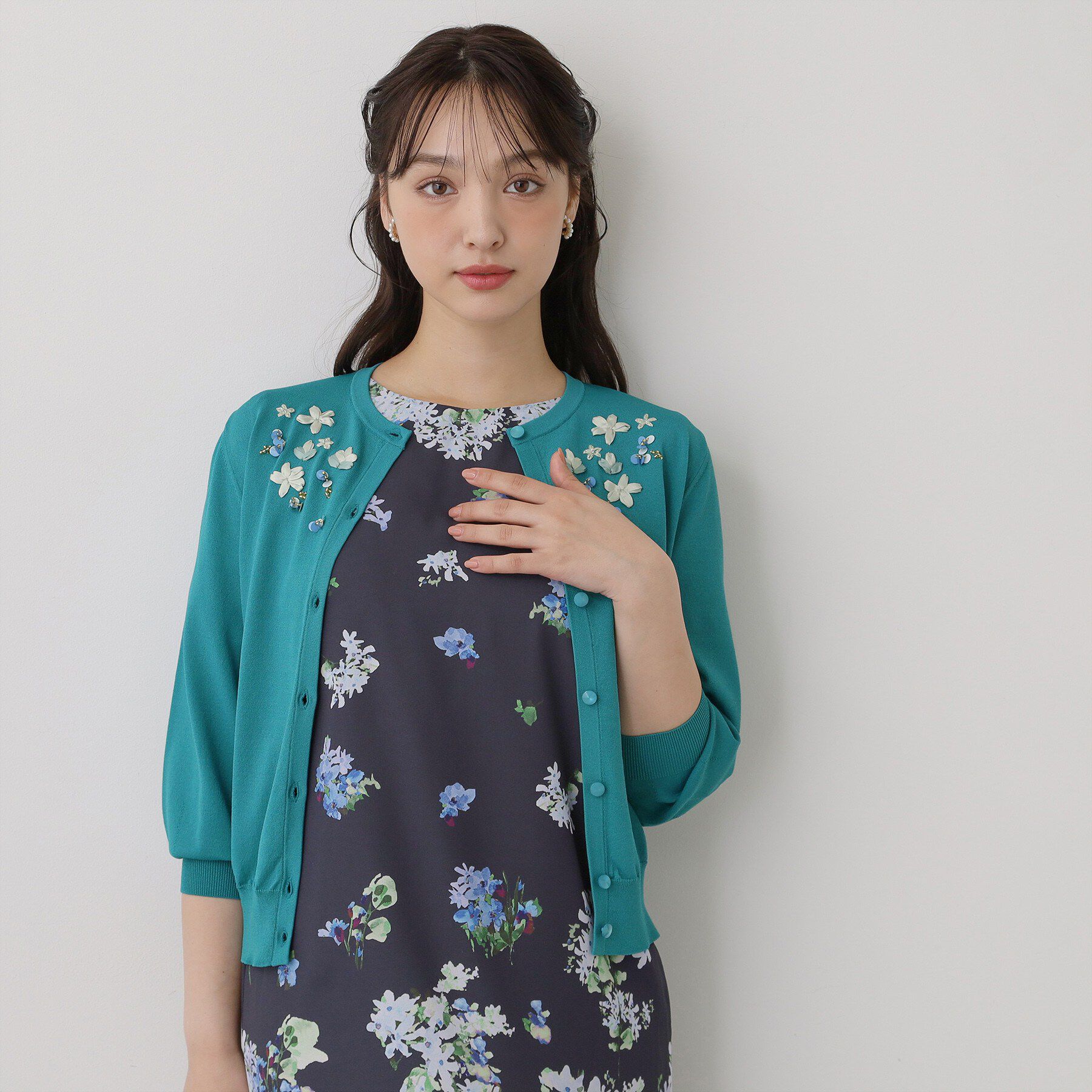 SunaUna「【SS～Lサイズ展開／スパンコール・ビジュー・刺繍】クラフトカーディガン」|カーディガン|