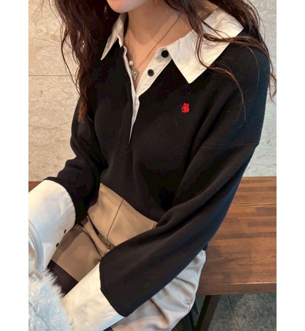 LAGUNAMOON「【POLO BCSコラボ】シャツカラーカフスニットプルオーバー」|ニット・セーター|