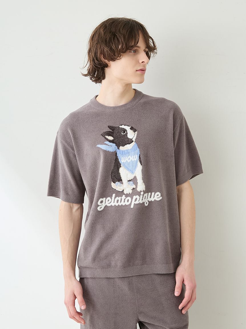 GELATO PIQUE HOMME「【ラッピング済み】【ONLINE限定】【HOMME】エアリーモコドッグジャガードプルオーバー&ハーフパンツセット」|ルームウェア|
