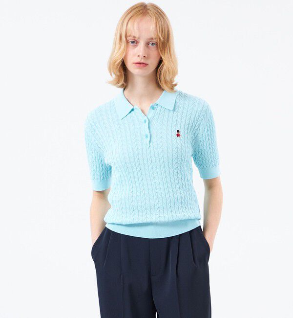 MACKINTOSH PHILOSOPHY「【WEB&一部店舗限定】バッキンガムベア ケーブルニットポロ」|ニット・セーター|ライトブルー