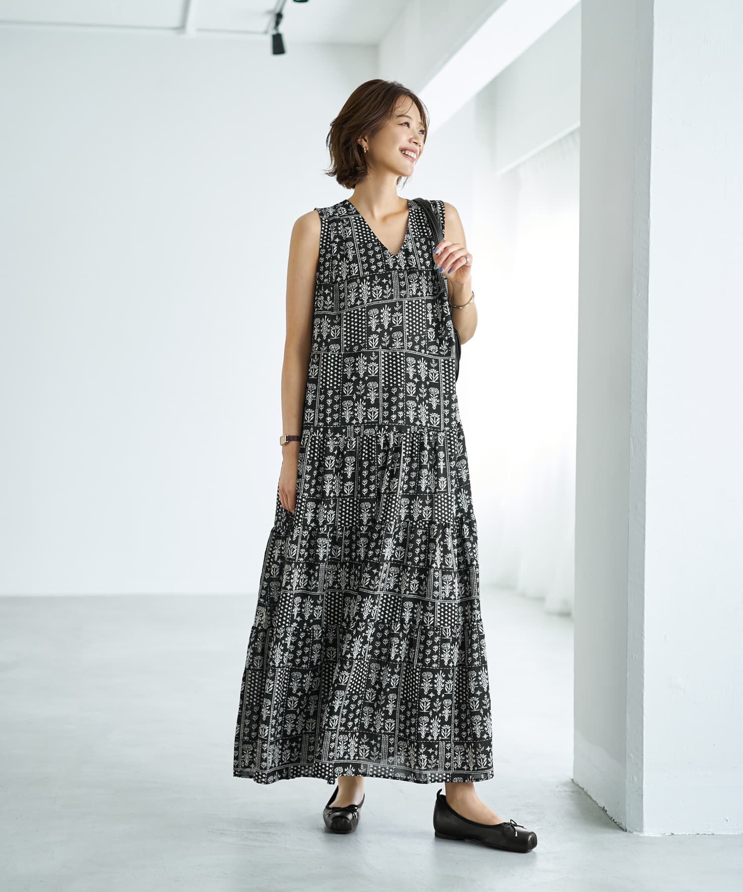 STYLE DELI「パッチワーク柄ティアードワンピース」|ワンピース|