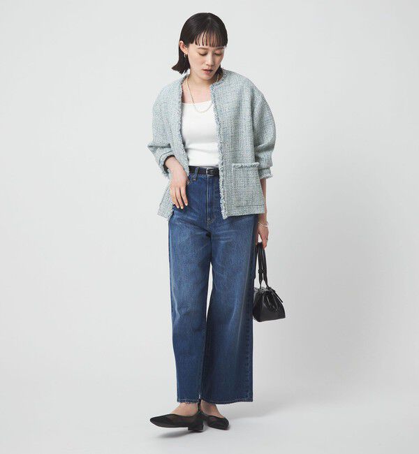 UNITED ARROWS green label relaxing「［size SHORTあり］ミックス ツイードライク ポケット ノーカラー ジャケット」|ノーカラージャケット|