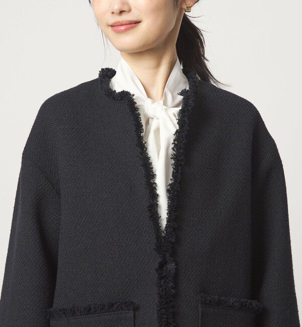 UNITED ARROWS green label relaxing「［size SHORTあり］ミックス ツイードライク ポケット ノーカラー ジャケット」|ノーカラージャケット|
