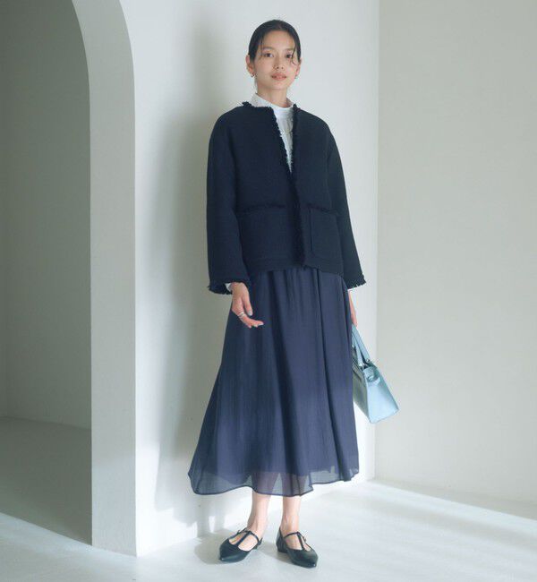 UNITED ARROWS green label relaxing「［size SHORTあり］ミックス ツイードライク ポケット ノーカラー ジャケット」|ノーカラージャケット|