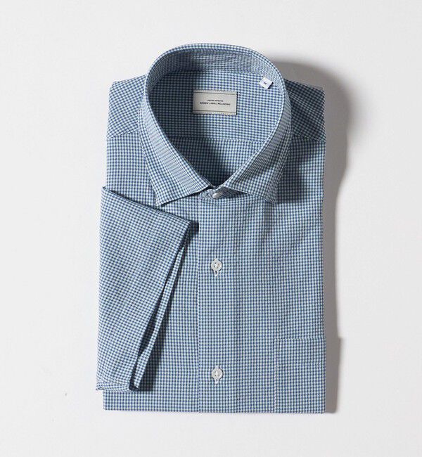 UNITED ARROWS green label relaxing「ポリエステル ラッカン ギンガムチェック スタンダード スナップ ボタンダウン 半袖 シャツ -ストレッチ・」|シャツ・ブラウス|