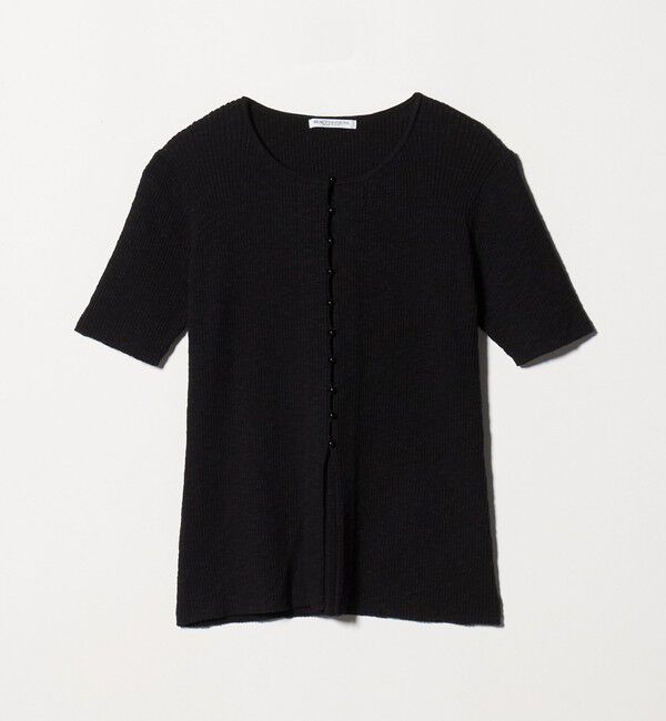 BEAUTY&YOUTH UNITED ARROWS「麻ブレンド スラブ フロントボタン ショートスリーブ カーディガン ウォッシャブル」|カーディガン|BLACK