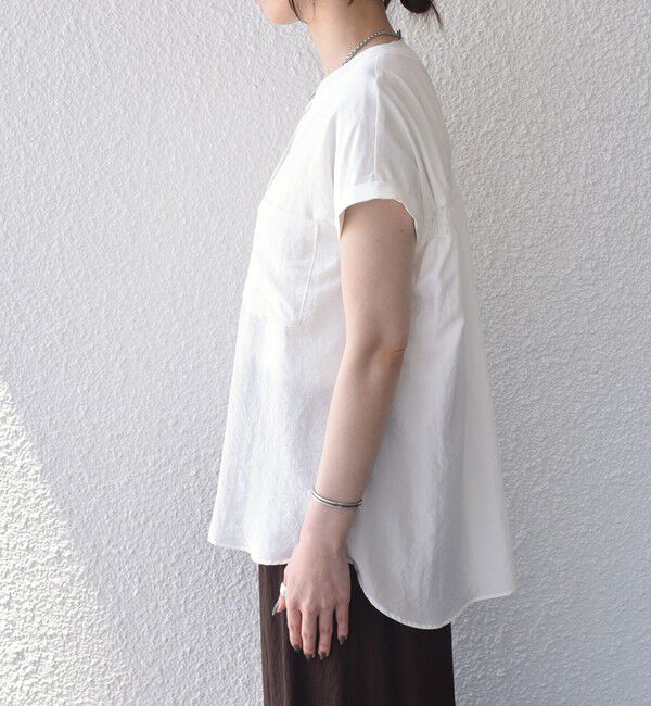 SHIPS Colors 「《予約》SHIPS Colors:〈手洗い可能〉ワッシャー Vネック フレンチスリーブ シャツ◆」|シャツ・ブラウス|