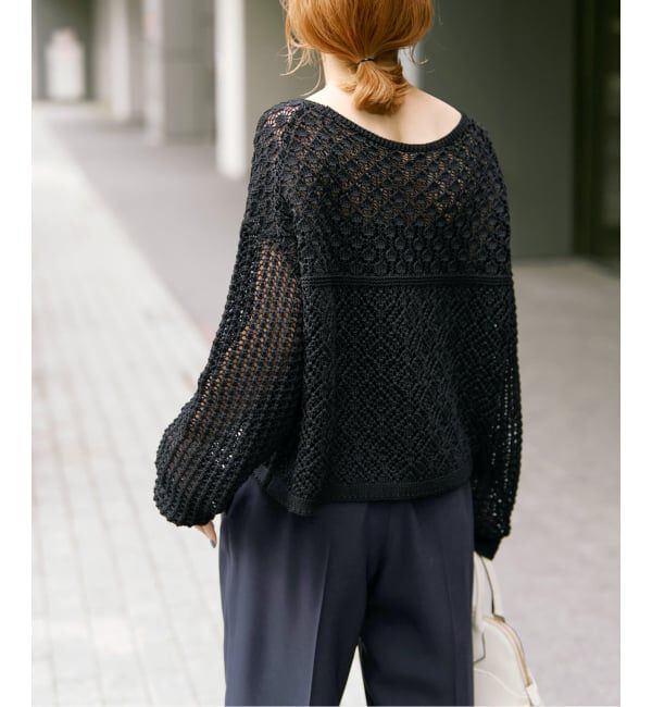 Spick and Span「《WEB限定 / 追加》透かし編みボートネックニット」|ニット・セーター|