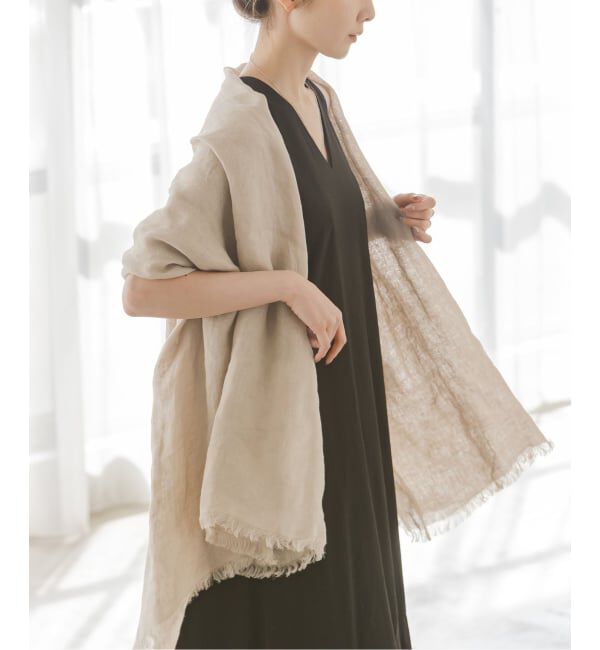 NOBLE「《NOBLE別注カラー》THROW/スロー Light Linen Color Stole」|ストール|ベージュ