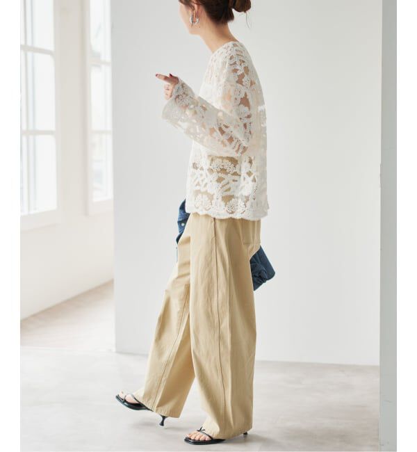 Spick and Span「《WEB限定 / 追加》コードエンブロイダリーチュールブラウス」|シャツ・ブラウス|