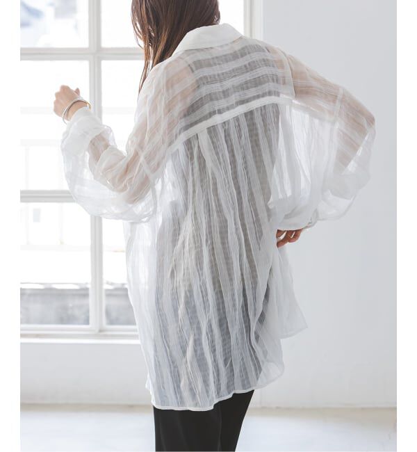 NOBLE「《NOBLE別注・予約》PROVOKE/プロヴォーク sheer check big SH」|シャツ・ブラウス|ホワイト