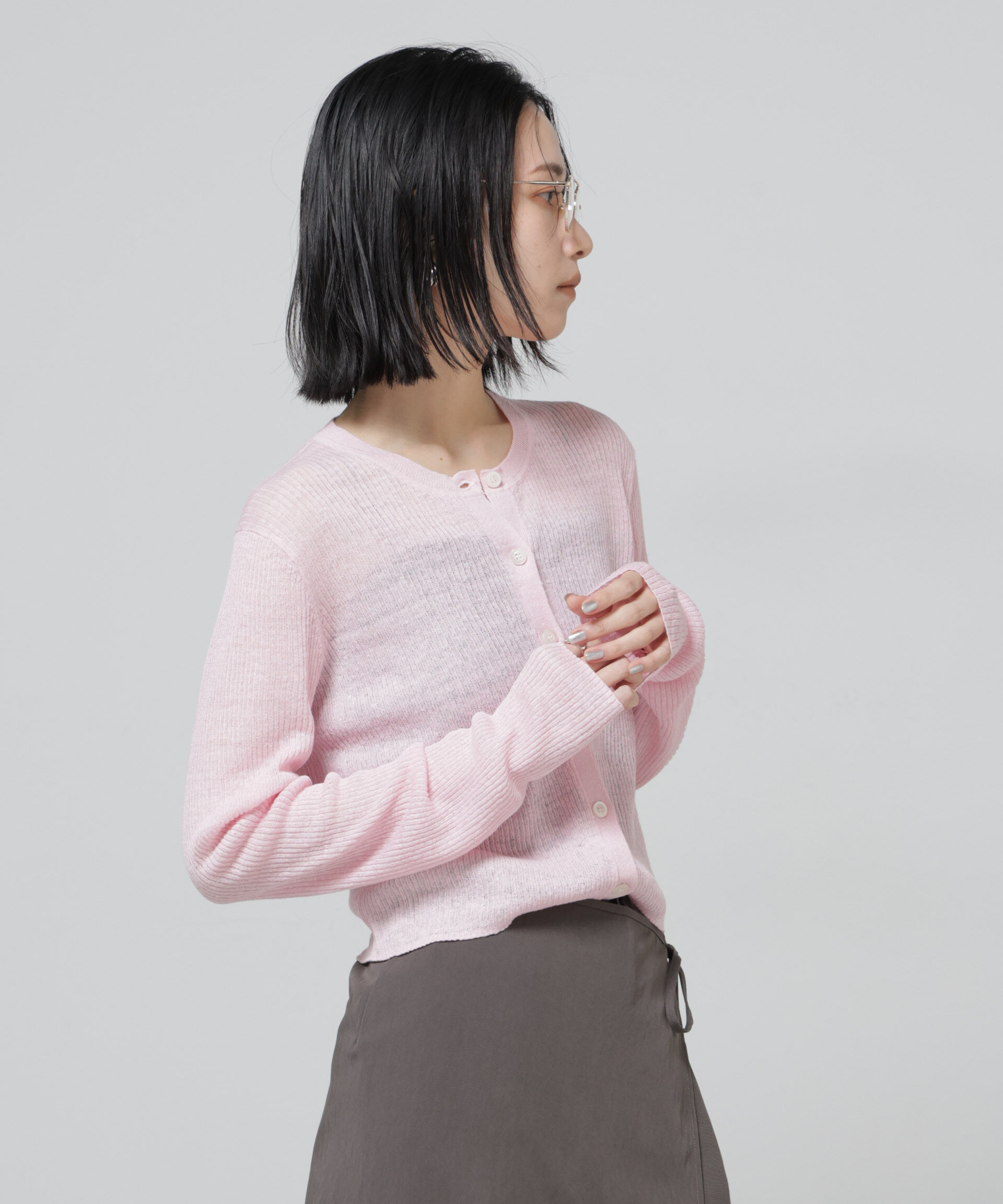 nano･universe「European Flax リブカーディガン」|ニット・セーター|