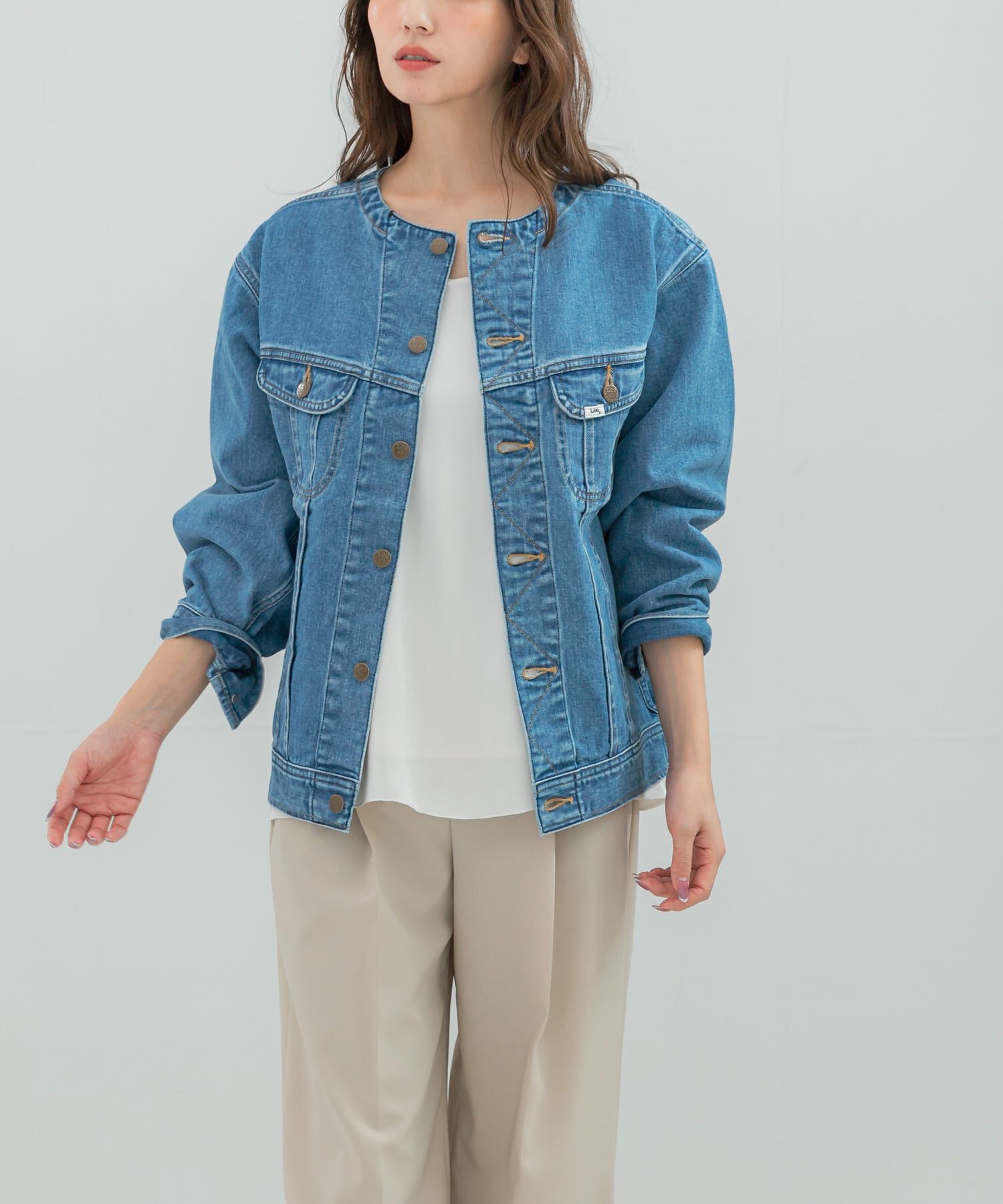 URBAN RESEARCH ROSSO「『別注』Lee101&times;ROSSO　NOCOLLAR JACKET」|デニムジャケット|