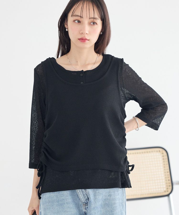 earth music&ecology「SET2点ギャザータンク＋ヘンリーネックプルオーバー」|Tシャツ・カットソー|