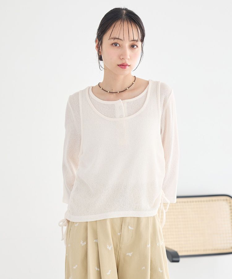 earth music&ecology「SET2点ギャザータンク＋ヘンリーネックプルオーバー」|Tシャツ・カットソー|