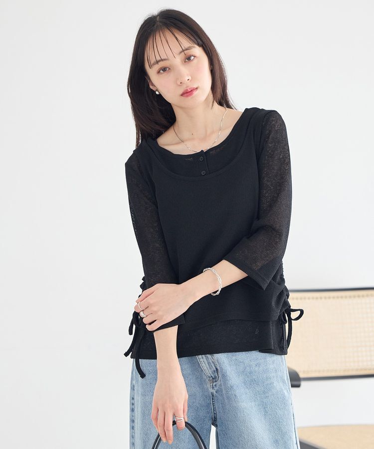 earth music&ecology「SET2点ギャザータンク＋ヘンリーネックプルオーバー」|Tシャツ・カットソー|